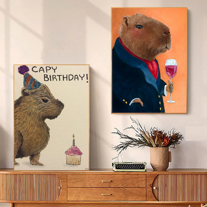 capybara Anime Posters Sticky HD Quality Wall Art Retro Posters for Home Kawaii Room Decor