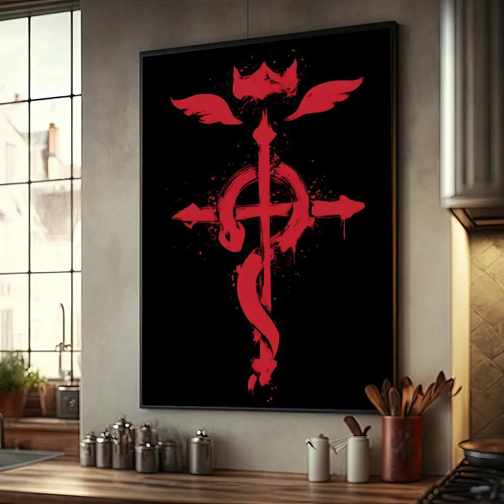 Anime Fullmetal Alchemist Whitepaper Poster Fancy Wall Sticker for Living Room Bar Decoration Decor Art Wall Stickers Painting