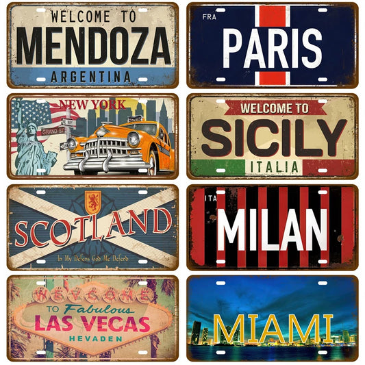 Metal Sign Famous City Art Plate Poster Vintage Home Decor Retro Metal Tin Signs Pub Club Bar Car Garage Wall Art Home Decor