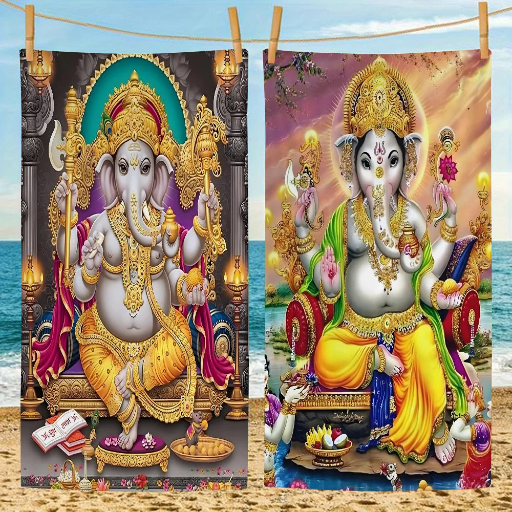 Religion Elephant God India Hinduism Ganesha Towel Microfiber Beach Towel Absorbent Quick dry Soft Yoga Swimming Resort Mountain