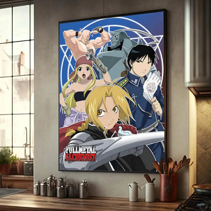 Anime Fullmetal Alchemist Whitepaper Poster Fancy Wall Sticker for Living Room Bar Decoration Decor Art Wall Stickers Painting