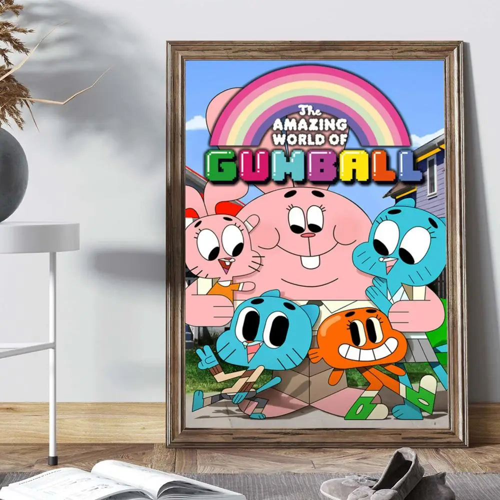 The Amazing Funny W-world Of Gumball Poster Anime Posters Sticky HD Quality Wall Art Retro Posters for Home Kawaii Room Decor