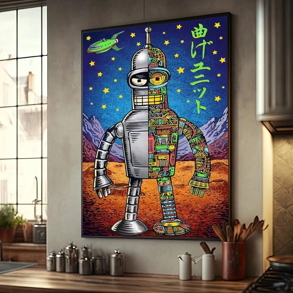 Póster de dibujos animados de F-Futurama, decoración de muebles para el hogar, póster de papel Kraft de alta gama, pintura de pared, estudio, decoración de la sala de estar del hogar