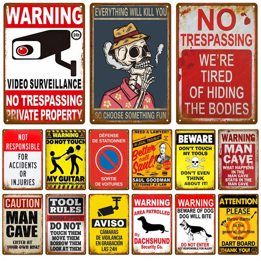 Warning Retro Metal Sign Vintage Tin Sign For Home Room Wall Decor Art Bars Garage Cafe Club Man Cave Pubs Mural Plate Poster