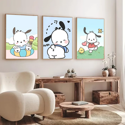 Cartoon Pochacco Dog Cute Anime Posters Sticky Whitepaper Sticker DIY Room Bar Cafe Kawaii Room Decor