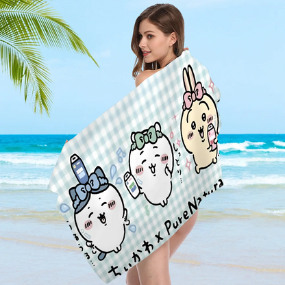 Cute C_ChiikawaS Towel Microfiber Beach Towel Absorbent Quick dry Soft Yoga Swimming Resort Mountain Climbing Towel