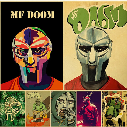 Rapper Singer MF DOOM Posters Retro Poster Painting Hip Hop Rap Music Album Star Picture Wall Art For Living Room Home Decor