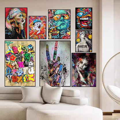 Modern Graffiti Anime Posters Sticky Decoracion Painting Wall Art White Kraft Paper Wall Decor