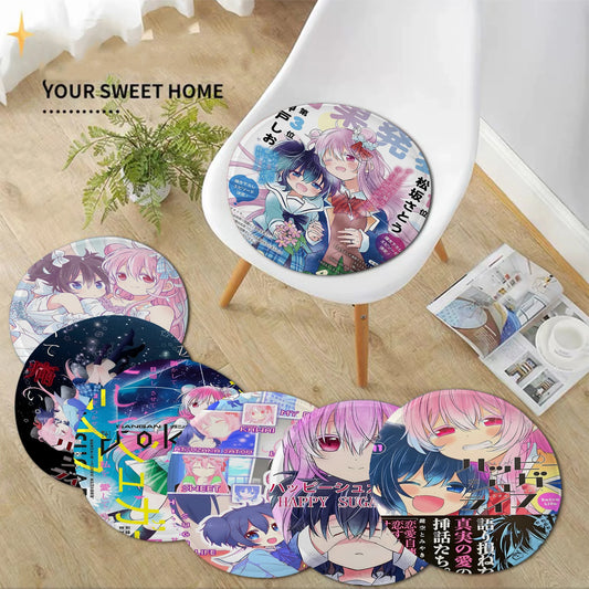 Happy Sugar Life Round Seat Cushion Office Dining Stool Pad Sponge Sofa Mat Non-Slip Chair Cushions