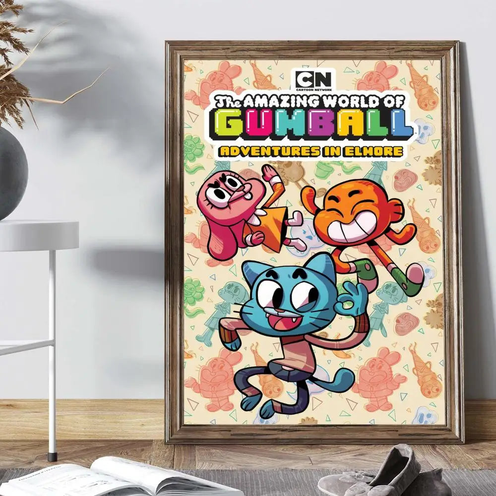 The Amazing Funny W-world Of Gumball Poster Anime Posters Sticky HD Quality Wall Art Retro Posters for Home Kawaii Room Decor