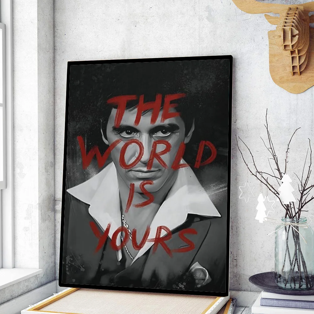 Scarface The World is Yours Movie Poster Movie Sticky Posters Retro Kraft Paper Sticker DIY Room Bar Cafe Art Wall Painting