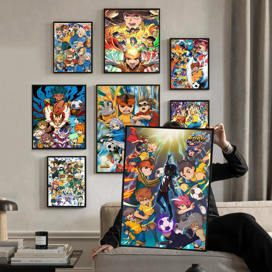 Póster de Inazuma Eleven, pósteres de anime, pósteres retro adhesivos de calidad HD para decoración de habitaciones kawaii en el hogar