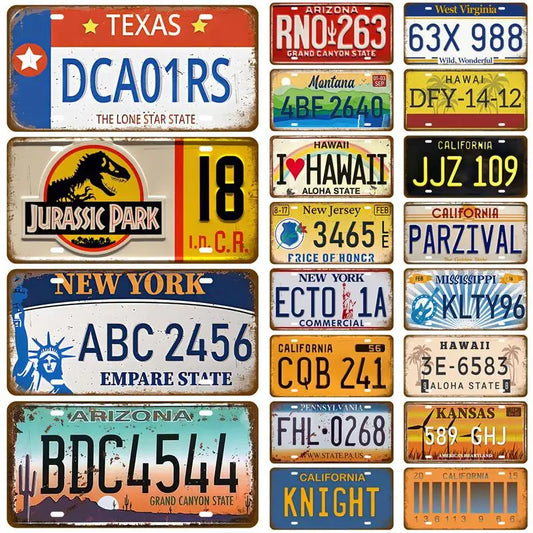 American Car Art Plate Vintage Metal Sign USA Art Home Plaque Tin Sign Wall Decor For Bar Pub Club Plate Craft Number Poster