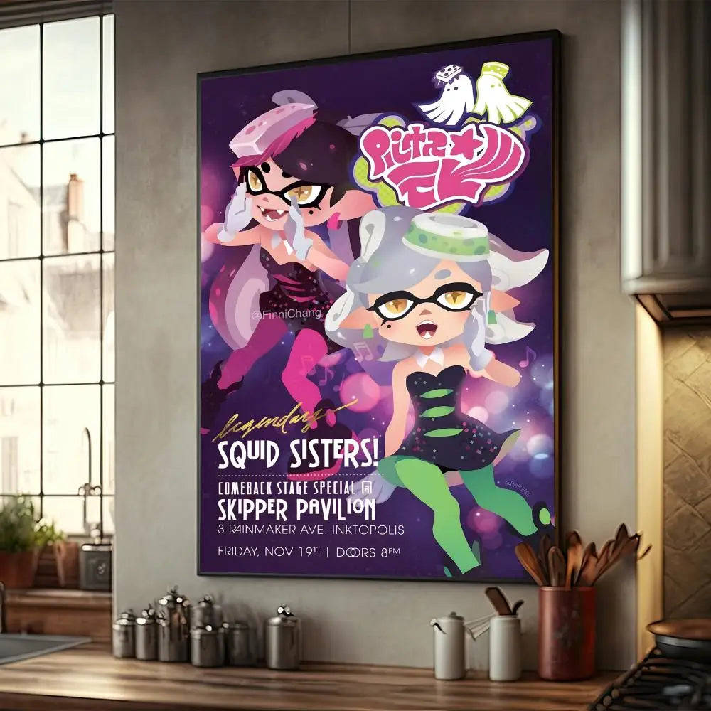 ゲーム S-スプラトゥーン 3 ポスター アニメ ポスター ファンシー ウォールステッカー リビングルーム バー ウォールステッカー 勉強部屋 リビングルーム デコレーション