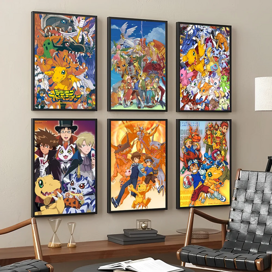 Impresiones y carteles de buena calidad de Anime Digital Monster Digimon, pegatinas de papel impermeables, carteles para bares y cafeterías, pegatinas de pared