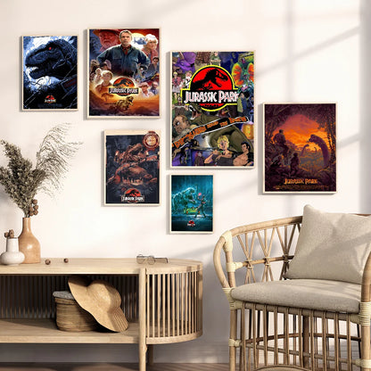 Dinosaur Canvas Painting J-Jurassic P-Park Movie Classic Anime Poster Waterproof Paper Sticker Coffee House Bar Room Wall Decor