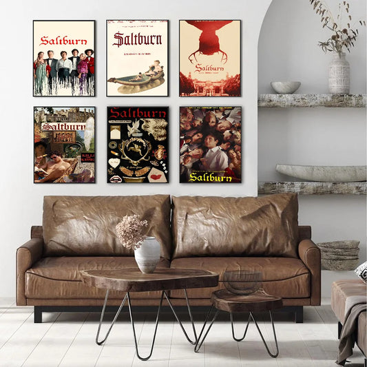 Saltburn Movie Print Art Canvas DIY Sticky Poster Fancy Wall Sticker for Living Room Bar Decoration Wall Decor