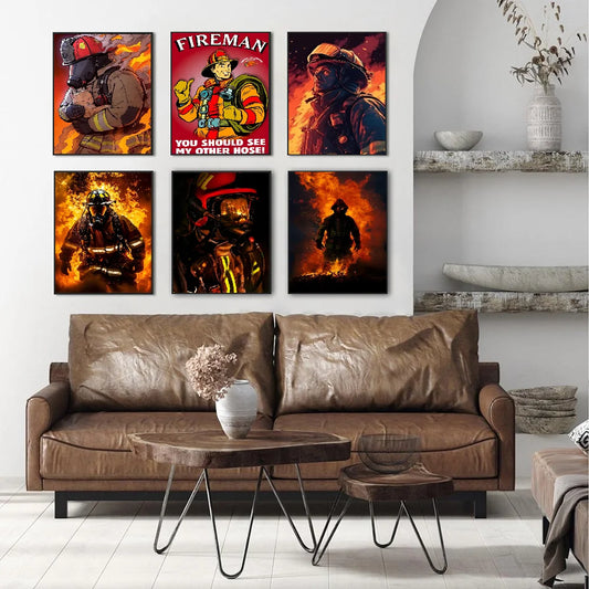 Fireman Portrait Movie Sticky Posters Whitepaper Sticker DIY Room Bar Cafe Posters Wall Stickers