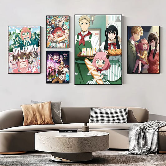 Anime Spy X Family Anya Anime Posters Sticky Waterproof Paper Sticker Coffee House Bar Kawaii Room Decor