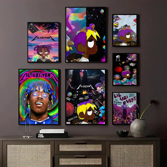 歌手 Lil Uzi Vert Symere Woods 粘着アートポスター ファンシーウォールステッカー リビングルーム バー ヴィンテージ 装飾絵画