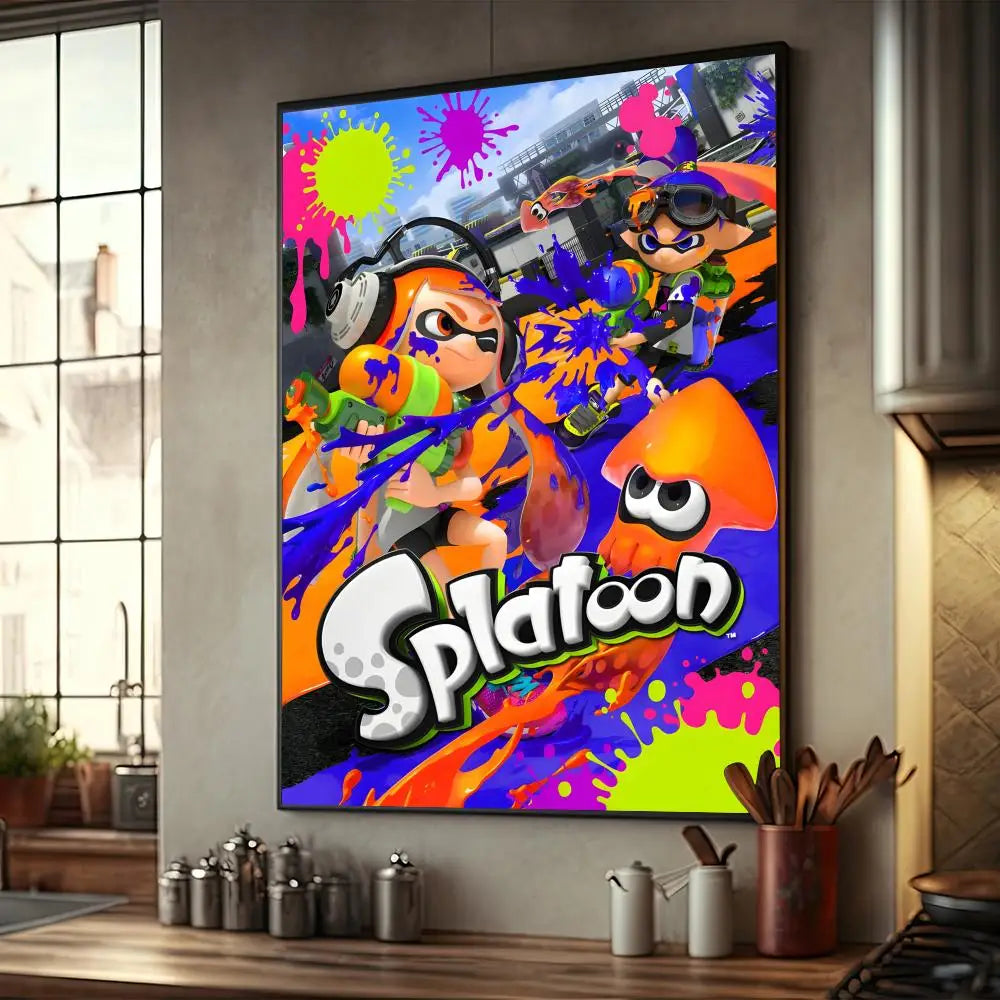 ゲーム S-スプラトゥーン 3 ポスター アニメ ポスター ファンシー ウォールステッカー リビングルーム バー ウォールステッカー 勉強部屋 リビングルーム デコレーション