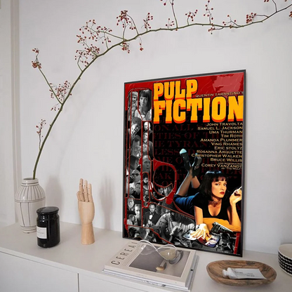 Póster en papel blanco de la película clásica Pulp Fiction, póster de calidad HD, pintura artística para pared, decoración de pared para sala de estudio