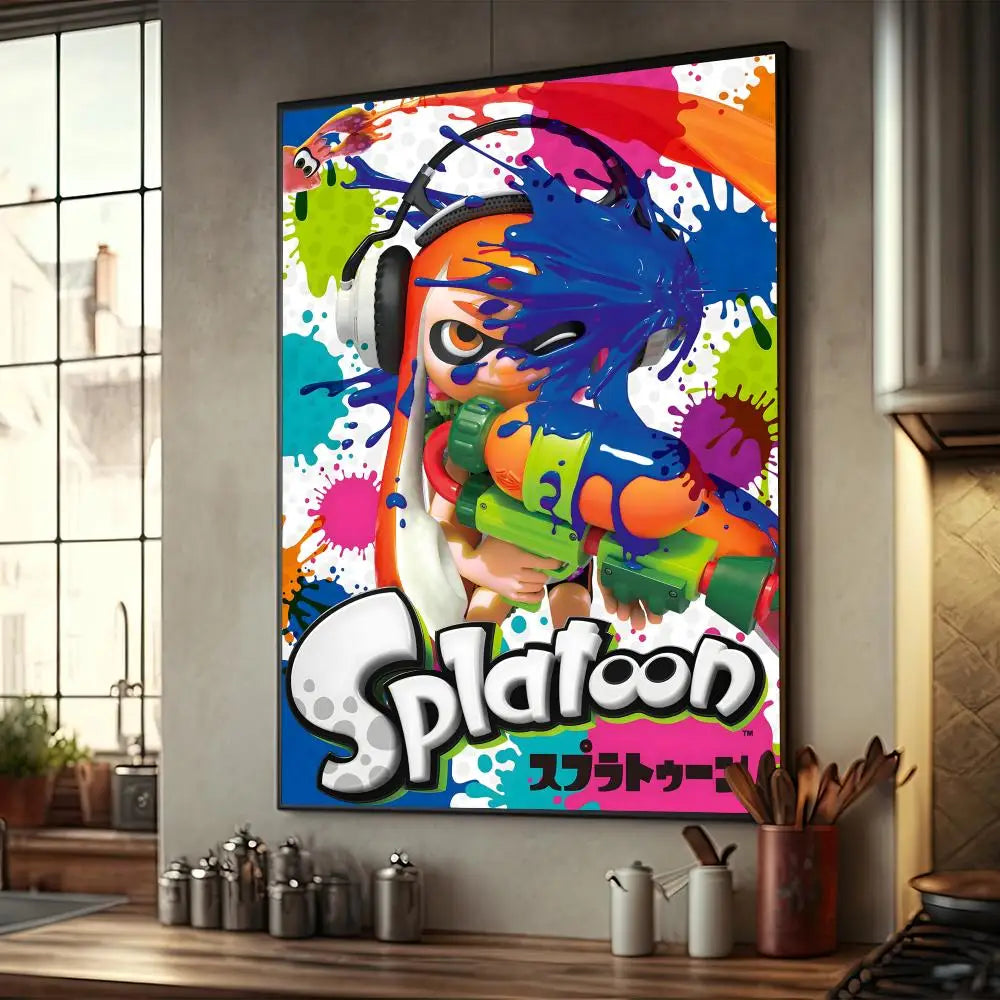 ゲーム S-スプラトゥーン 3 ポスター アニメ ポスター ファンシー ウォールステッカー リビングルーム バー ウォールステッカー 勉強部屋 リビングルーム デコレーション