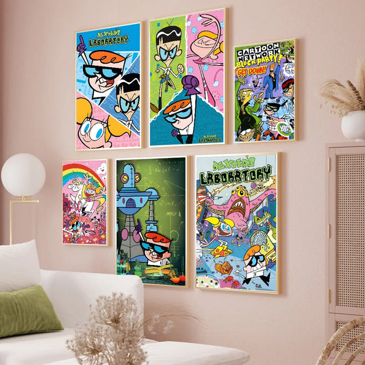 Cartoon D-Dexters L-Laboratory Classic Vintage Posters Whitepaper Prints Posters Artwork Kawaii Room Decor