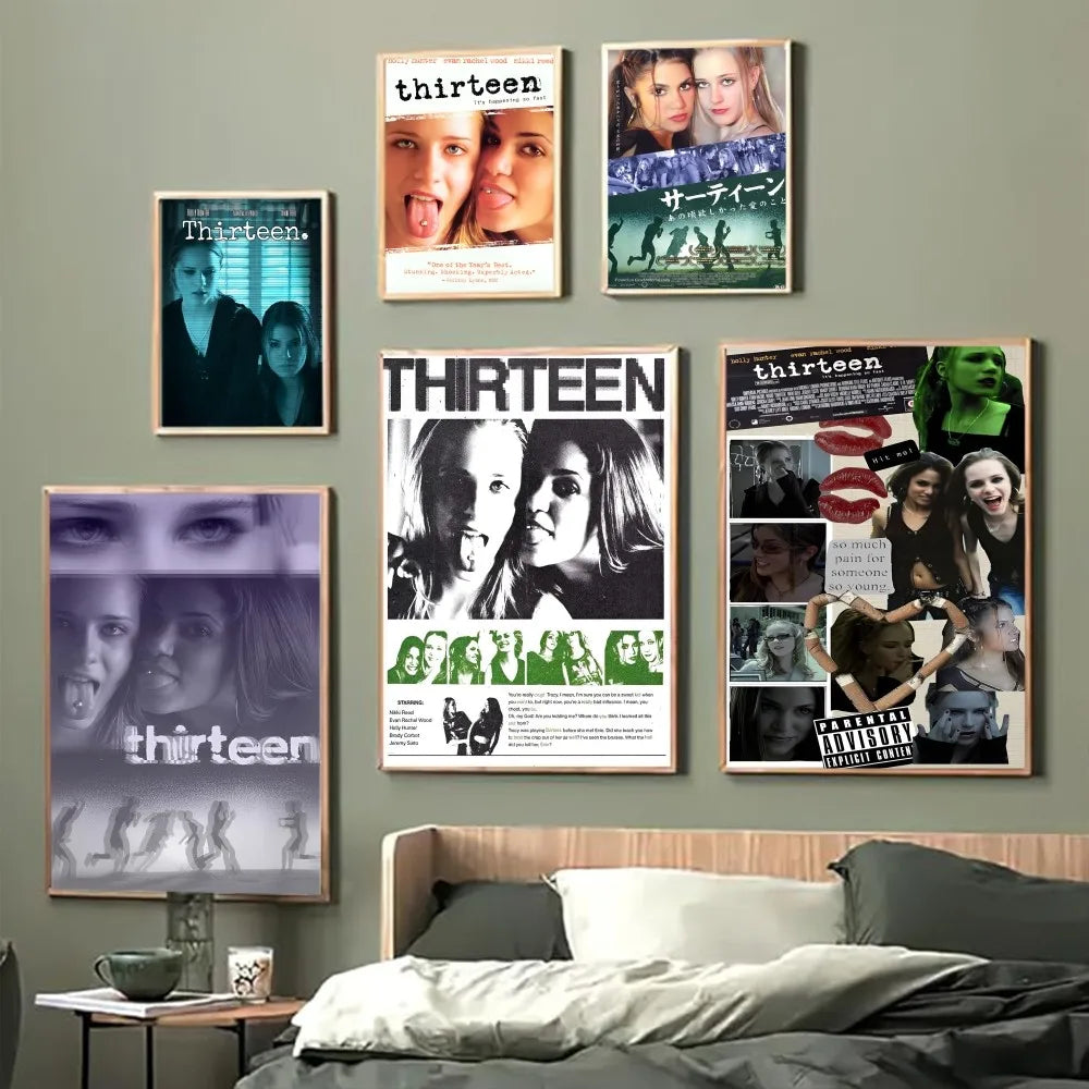 Trece películas de cine, carteles adhesivos de papel blanco, pegatinas para pared, carteles para bar, cafetería, etc.