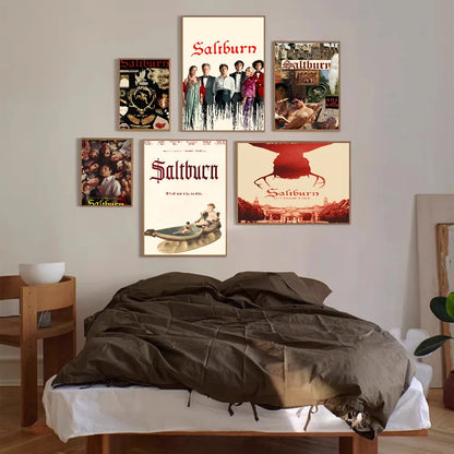 Saltburn Movie Print Art Canvas DIY Sticky Poster Fancy Wall Sticker for Living Room Bar Decoration Wall Decor