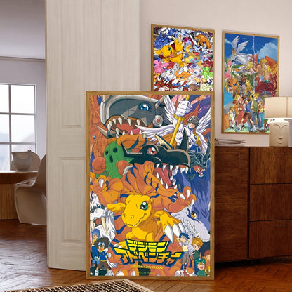 Anime Digital Monster Digimon  Good Quality Prints and Posters Waterproof Paper Sticker Coffee House Bar Posters Wall Stickers