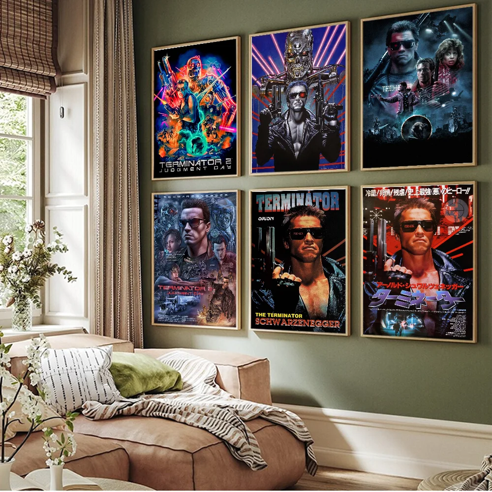 The Terminator Science fiction Movie Schwarzenegger Anime Posters Sticky Decoracion Painting Wall Art White Kraft Paper Wall