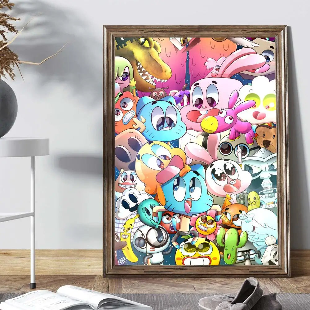 The Amazing Funny W-world Of Gumball Poster Anime Posters Sticky HD Quality Wall Art Retro Posters for Home Kawaii Room Decor