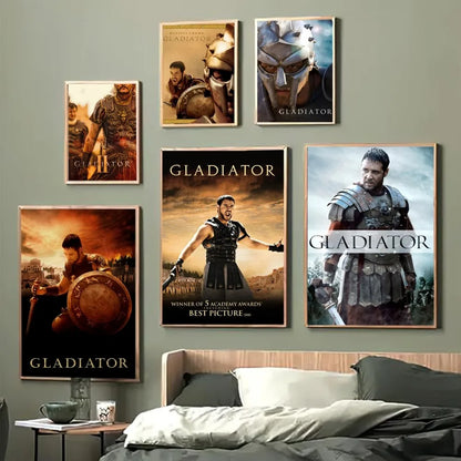 Gladiator Classic Movie Anime Posters Sticky Decoracion Painting Wall Art White Kraft Paper Wall Decor