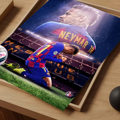 Póster de estrella de fútbol N-Neymar, arte de pared adhesivo, pósteres retro para decoración de habitaciones kawaii, pósteres clásicos, pintura decorativa