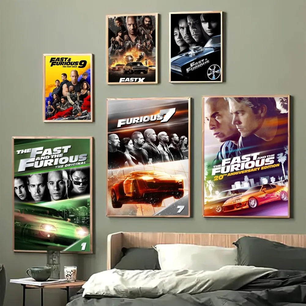 Classic Movies Fast & Furious Series Paul Walker Painting DIY Sticky Poster Fancy Wall Sticker for Living Room Bar Decoration