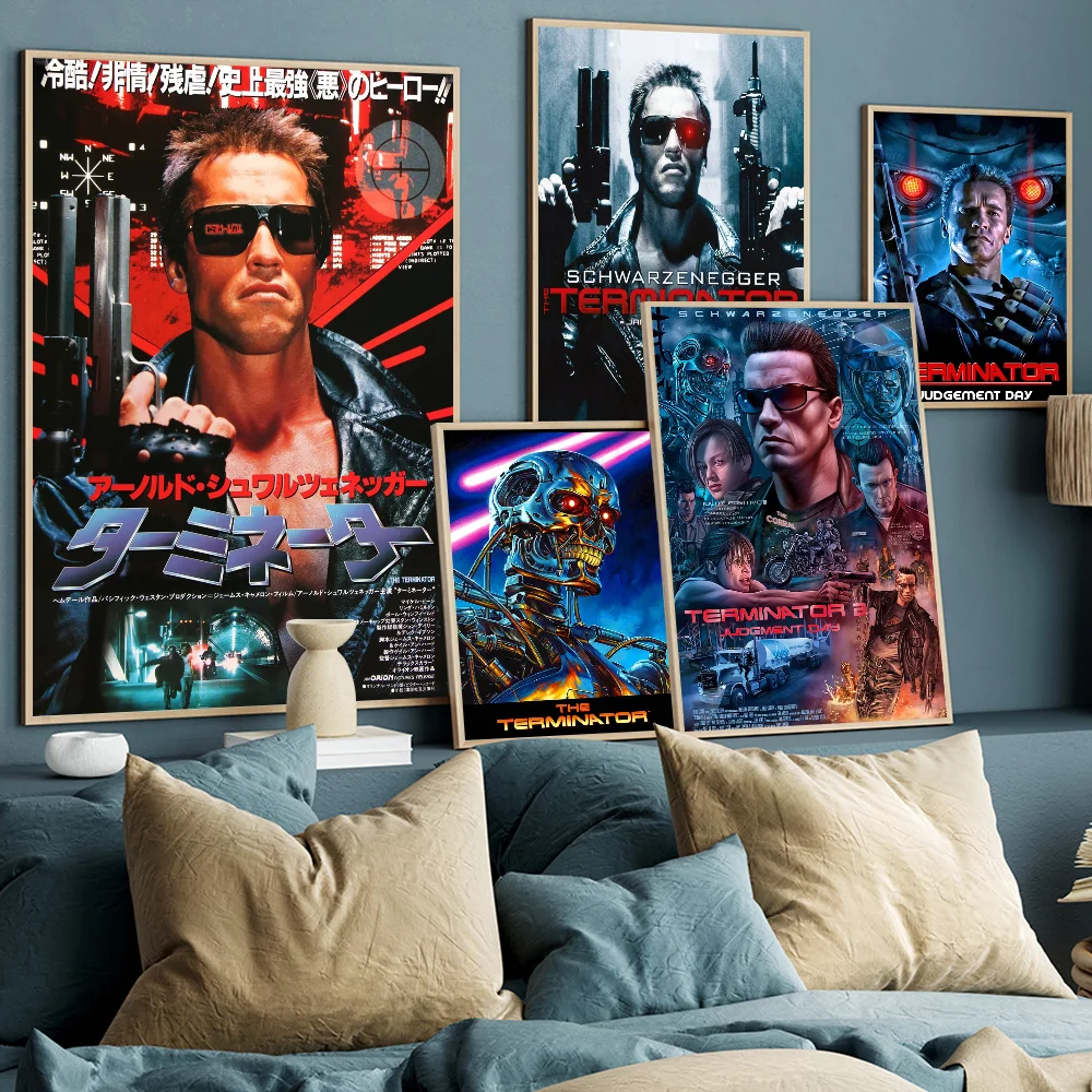 Póster de la película T-The T-Terminator, pósteres de anime, pósteres retro de arte de pared de calidad HD adhesivos para decoración de habitaciones del hogar kawaii, pósteres de anime