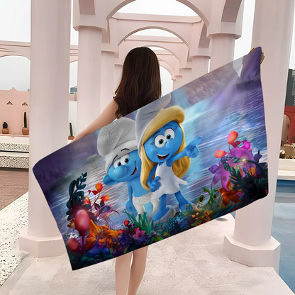 Cartoon S_Smurfs Towel Microfiber Beach Towel Absorbent Quick dry Soft Yoga Swimming Resort Mountain Climbing Towel