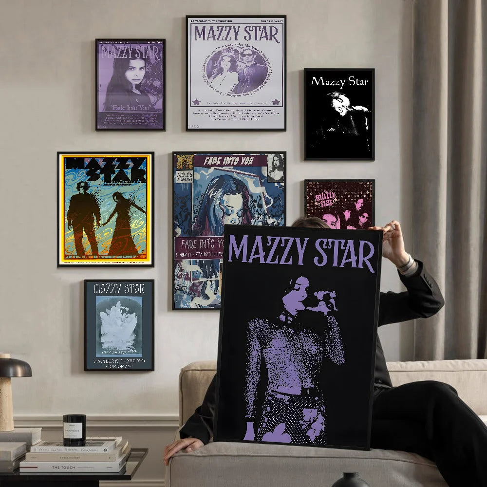 ポップミュージックアルバム Mazzy-Star 粘着アートポスター レトロクラフト紙ステッカー DIY ルームバーカフェステッカー 壁画