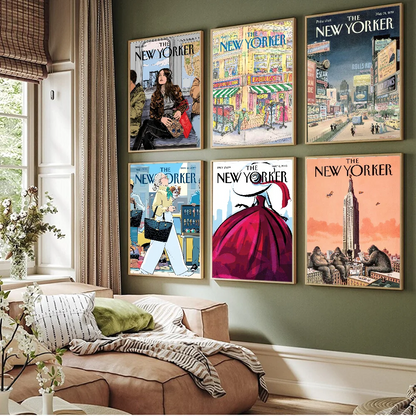 The-New-Yorker Magazine Movie Sticky Posters Whitepaper Sticker DIY Room Bar Cafe Posters Wall Stickers