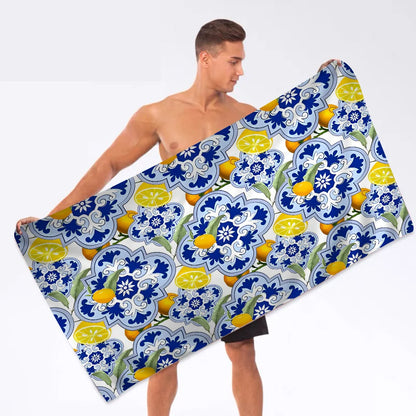 Morocco Lemon Fruit Towel Microfiber Beach Towel Absorbent Quick dry Soft Yoga Swimming Resort Mountain Climbing Towel