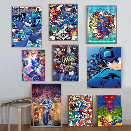 Pósteres del juego Rockman Megaman, impresiones en papel blanco, pósteres, ilustraciones, decoración de habitaciones kawaii