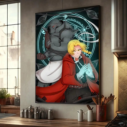 Anime Fullmetal Alchemist Whitepaper Poster Fancy Wall Sticker for Living Room Bar Decoration Decor Art Wall Stickers Painting