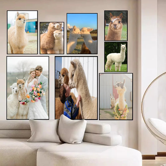 Animal Alpaca Classic Vintage Posters Decoracion Painting Wall Art White Kraft Paper Kawaii Room Decor