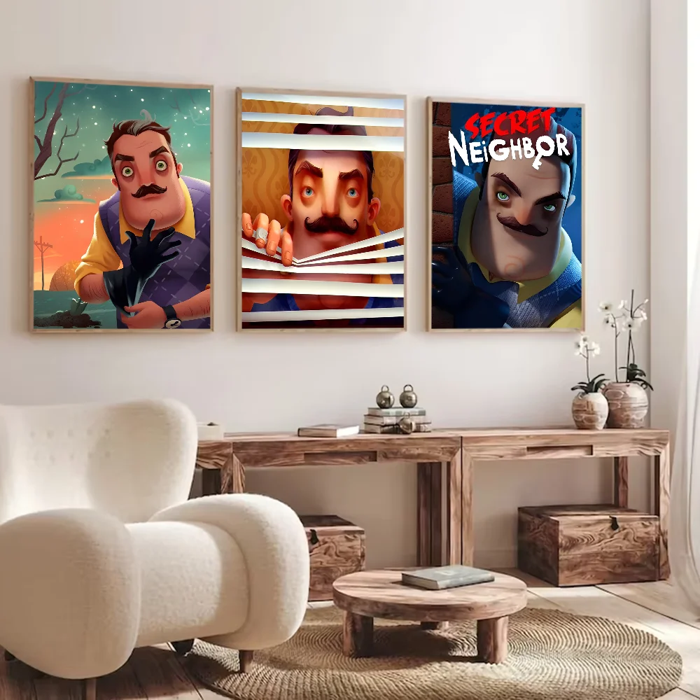 Póster de arte autoadhesivo del juego Hello N-Neighbor 2, impresiones en papel blanco, carteles, obras de arte, arte estético, pintura mural