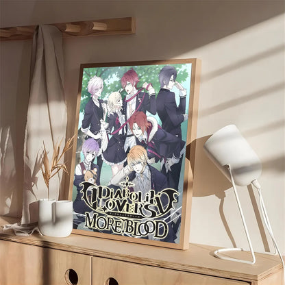 Pósteres adhesivos de la película Anime D-Diabolik Lovers, pegatinas de papel Kraft retro, bricolaje, para habitación, bar, cafetería, arte estético, pintura de pared