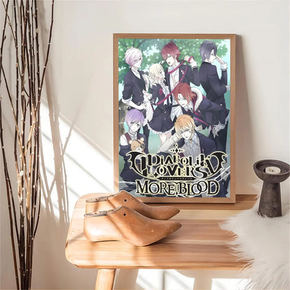 Pósteres adhesivos de la película Anime D-Diabolik Lovers, pegatinas de papel Kraft retro, bricolaje, para habitación, bar, cafetería, arte estético, pintura de pared