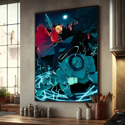 Anime Fullmetal Alchemist Whitepaper Poster Fancy Wall Sticker for Living Room Bar Decoration Decor Art Wall Stickers Painting