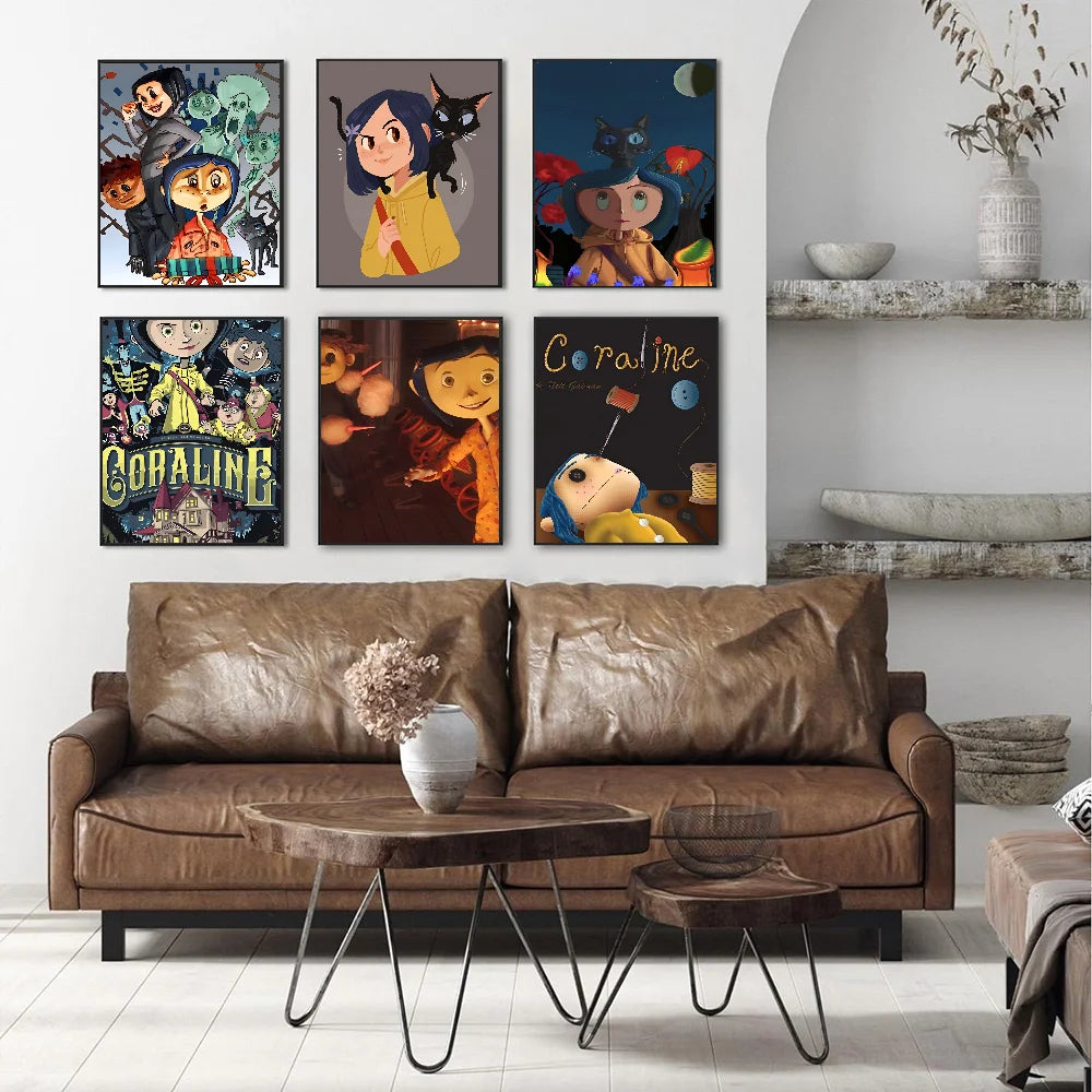 anime Movie Coraline Movie Sticky Posters Whitepaper Sticker DIY Room Bar Cafe Posters Wall Stickers