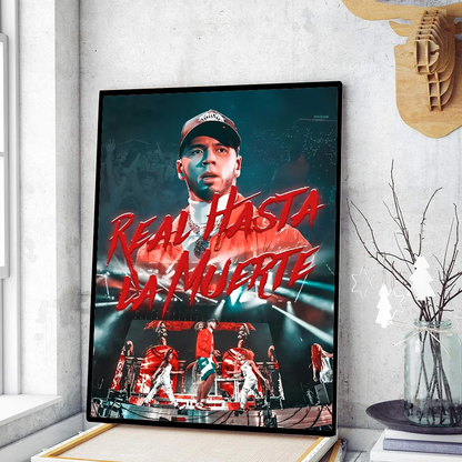 Póster de película de rapero de hip hop Anuel AA, pósteres adhesivos de papel Kraft retro, pegatinas para pared, arte estético para bar o cafetería